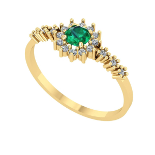 Anel Redondo Formatura Aro com Pedras Enfermagem Ouro 18k