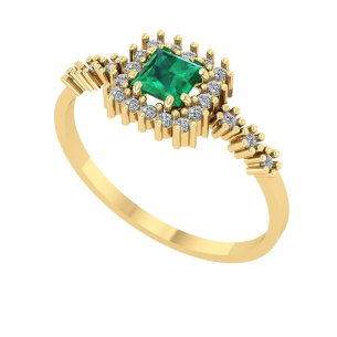 Anel Quadrado Formatura Aro com Pedras Fisioterapia Ouro 18k