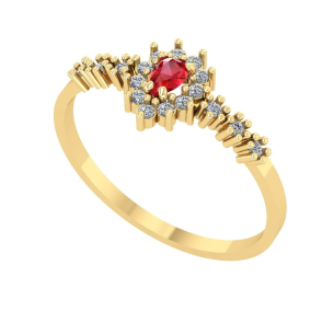 Anel Gota Formatura Aro com Pedras Direito Ouro 18k