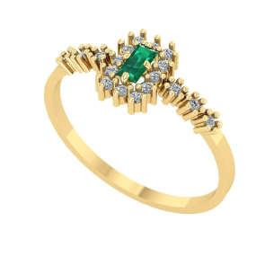 Anel Baguete Formatura Aro com Pedras Biomedicina Ouro 18k