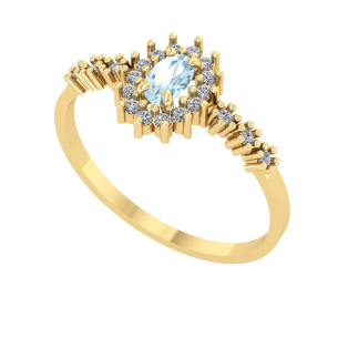 Anel Oval Formatura Aro com Pedras Biologia Ouro 18k