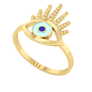 Anel Olho Grego com Resina Ouro 18k