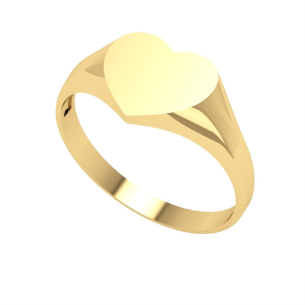 Anel Chancela Coração Liso Ouro 18k