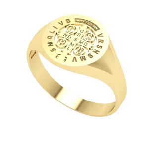 Anel São Bento Pequeno Ouro 18k