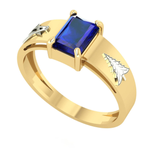 Anel Formatura Retangular 5x7mm Arquitetura Ouro 18k