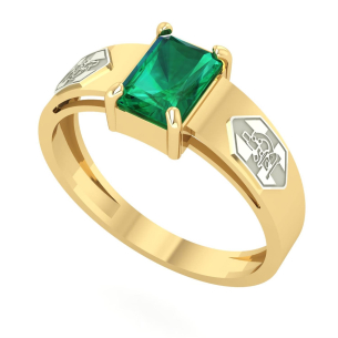 Anel Formatura Retangular 5x7mm Biomedicina Ouro 18k