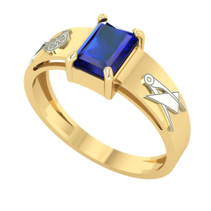 Anel Formatura Retangular 5x7mm Engenharia Civil Ouro 18k