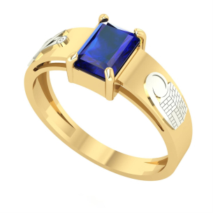 Anel Formatura Retangular 5x7mm Engenharia Química Ouro 18k
