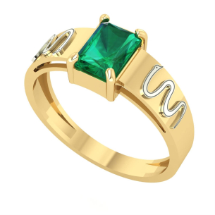 Anel Formatura Retangular 5x7mm Medicina Ouro 18k