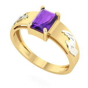 Anel Formatura Retangular 5x7mm Moda Ouro 18k