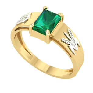 Anel Formatura Retangular 5x7mm Nutrição Ouro 18k