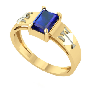 Anel Formatura Retangular 5x7mm Recursos Humanos Ouro 18k