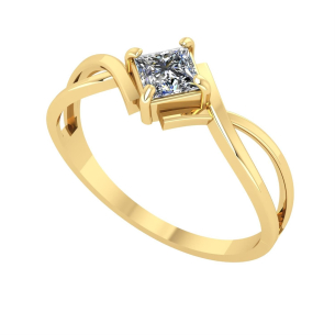Anel Solitário Duplo Quadrado Ouro 18k