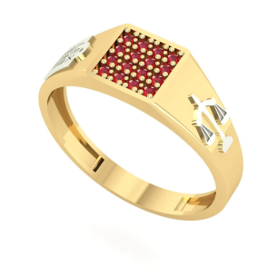 Anel Formatura Masculino Pavê Direito Ouro 18k