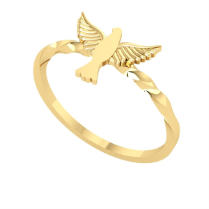 Anel Espírito Santo com Aro Torcido Ouro 18k