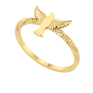 Anel Espírito Santo com Aro de Bolinha Ouro 18k