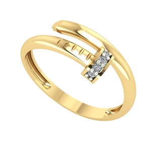 Anel Prego Cravejado Ouro 18k