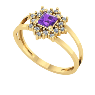 Anel Formatura Flor Quadrado Ciências da Cultura Ouro 18k