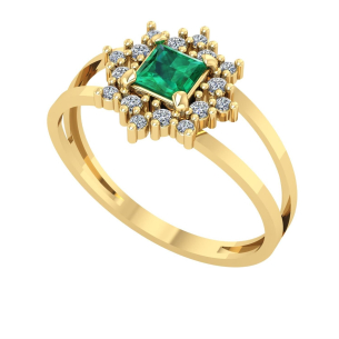 Anel Formatura Flor Quadrado Medicina Veterinária Ouro 18k