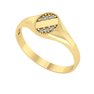 Anel Chancela Faixa Oval P Ouro 18k