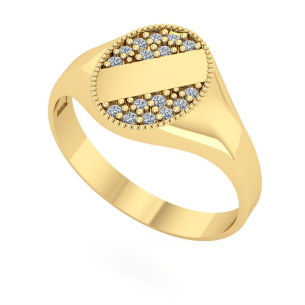 Anel Chancela Faixa Oval M Ouro 18k