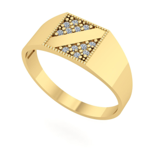 Anel Chancela Faixa Quadrado P Ouro 18k