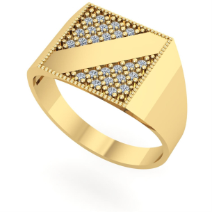 Anel Chancela Faixa Quadrado G Ouro 18k