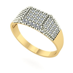 Anel Chancela Quadrado Pequeno Pavê Ouro 18k