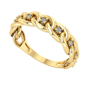 Anel Corrente com Pedra Central Ouro 18k