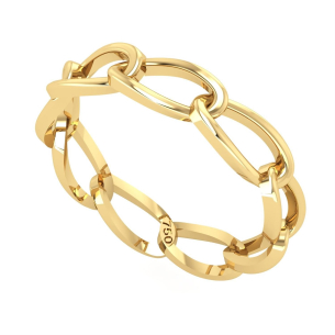 Anel Corrente Groumet Ouro 18k