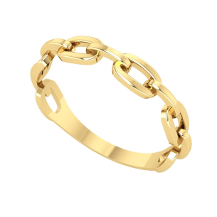 Anel Corrente Cadeado Liso Ouro 18k