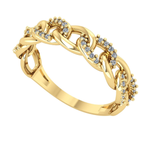 Anel Corrente com Pedras Cravejadas Ouro 18k