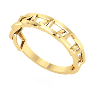 Anel Corrente Retangular Ouro 18k