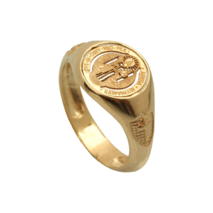 Anel São Bento Escudo Lateral Ouro 18k
