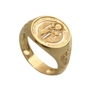 Anel São Bento Escudo Lateral Grande Ouro 18k