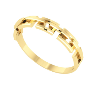 Anel Correte Elo Retangular Ouro 18k