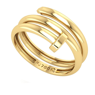 Anel Prego Liso Aro Duplo Ouro 18k