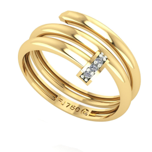 Anel Prego Cravejado Aro Duplo Ouro 18k