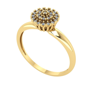 Anel Chuveiro Fechado com zircônias Ouro 18k