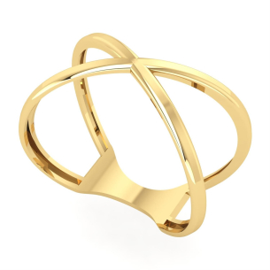 Anel X Liso Ouro 18k