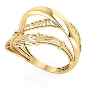 Anel Três Aros com Detalhes Vazados Ouro 18k