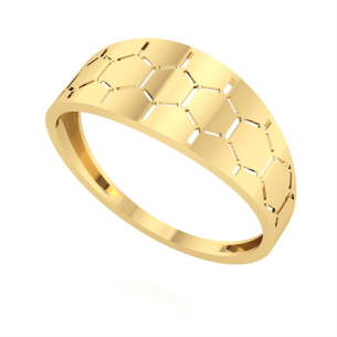 Anel Hexágonos Vazados Ouro 18k