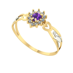Anel de Formatura Gota com Coração Moda Ouro 18k