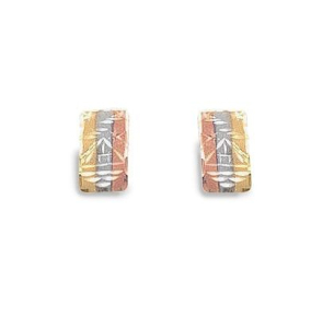 Brinco Escrava Côncava Tricolor Ouro 18k