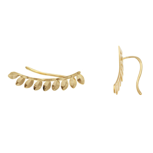 Brinco Ear Cuff Navetes Diamantado Ouro 18k