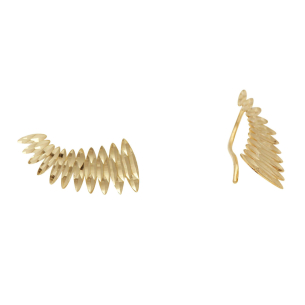 Brinco Ear Cuff Navetes Crescentes Diamantado Ouro 18k