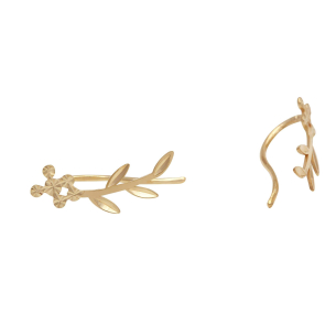 Brinco Ear Cuff Raminho Diamantado Ouro 18k