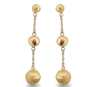 Brinco Três Bolas Crescente Ouro 18k