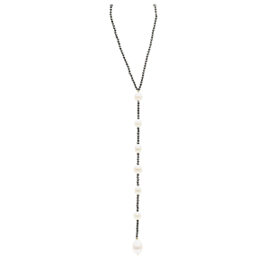 Colar de Espinélio/Ouro 18k com Pérolas estilo Gravata Ouro 18k