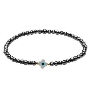 Pulseira Hematita/ Ouro 18k com Madrepérola Ouro 18k